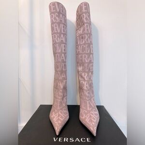 BRAND NEW! VERSACE ALLOVER KNEEHIGH BOOTS IN PINK!!